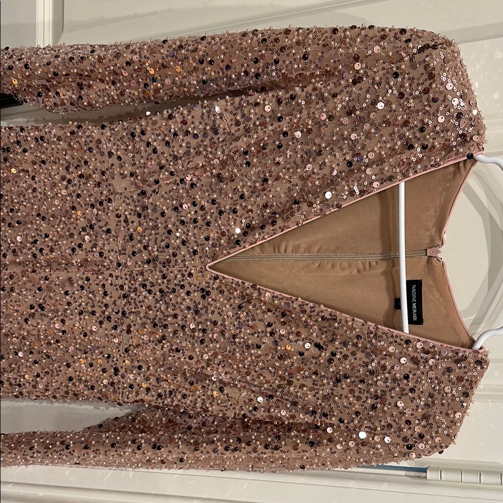 NADINE MERABI Pink Sequin jumpsuit size medium